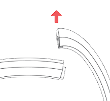 拆卸式表带和一个箭头，显示如何向上滑动表带来从机芯解开